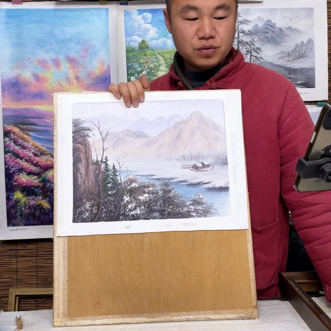 油画行路人小院绘画作品竞拍