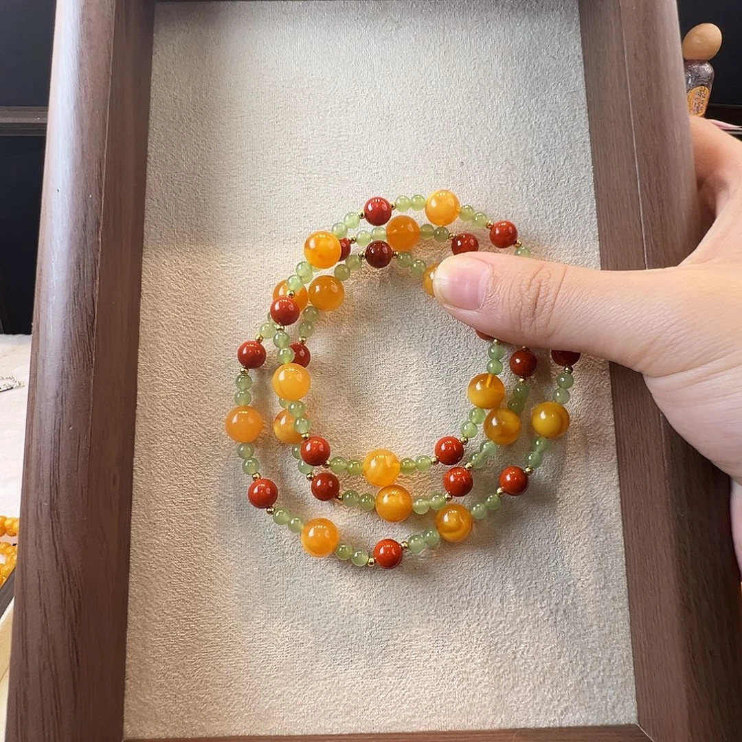 蜜蜡未镶嵌手链8.9mm蜜蜡手串