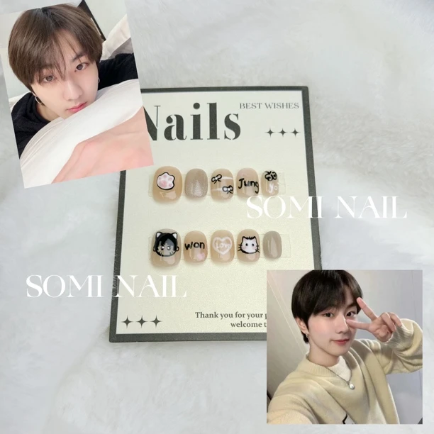 ENHYPEN梁祯元属性穿戴甲定制原创手工小猫猫眼捏捏元小豆穿可爱