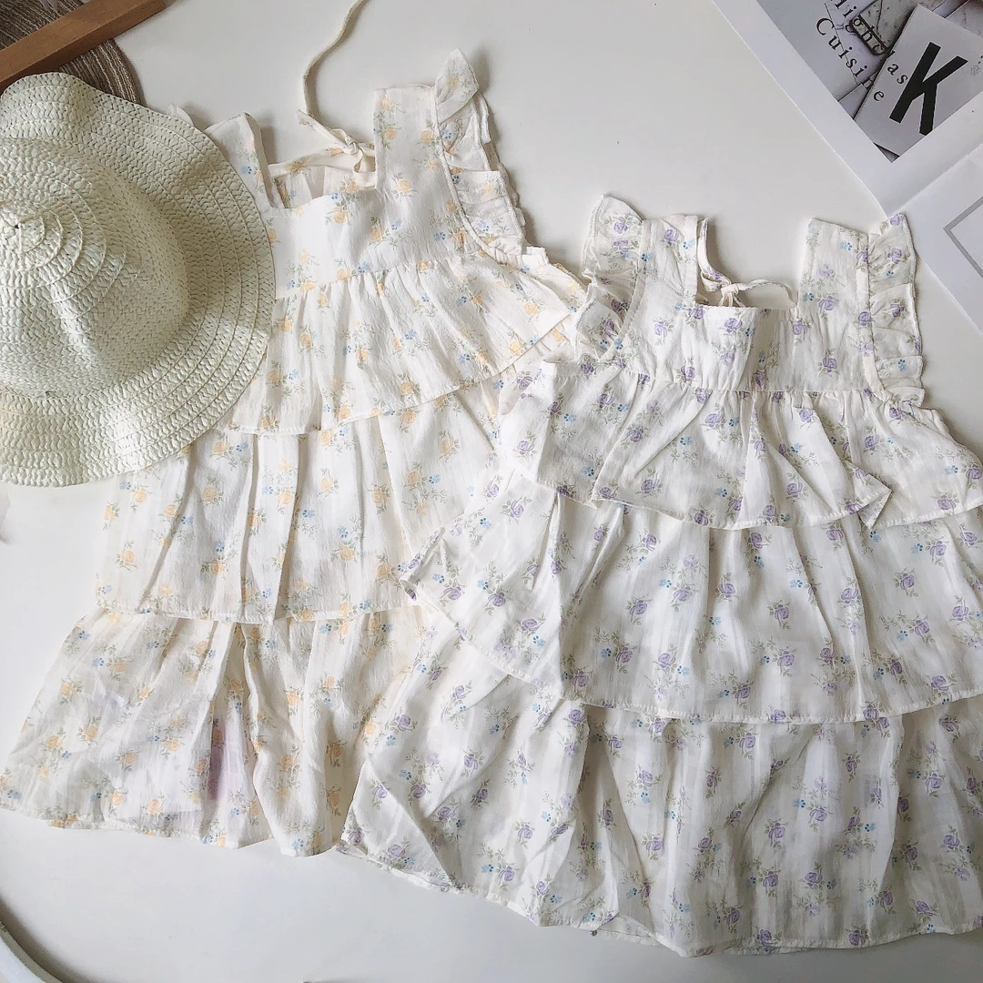B049儿童夏季碎花连衣裙帽子不挑0000