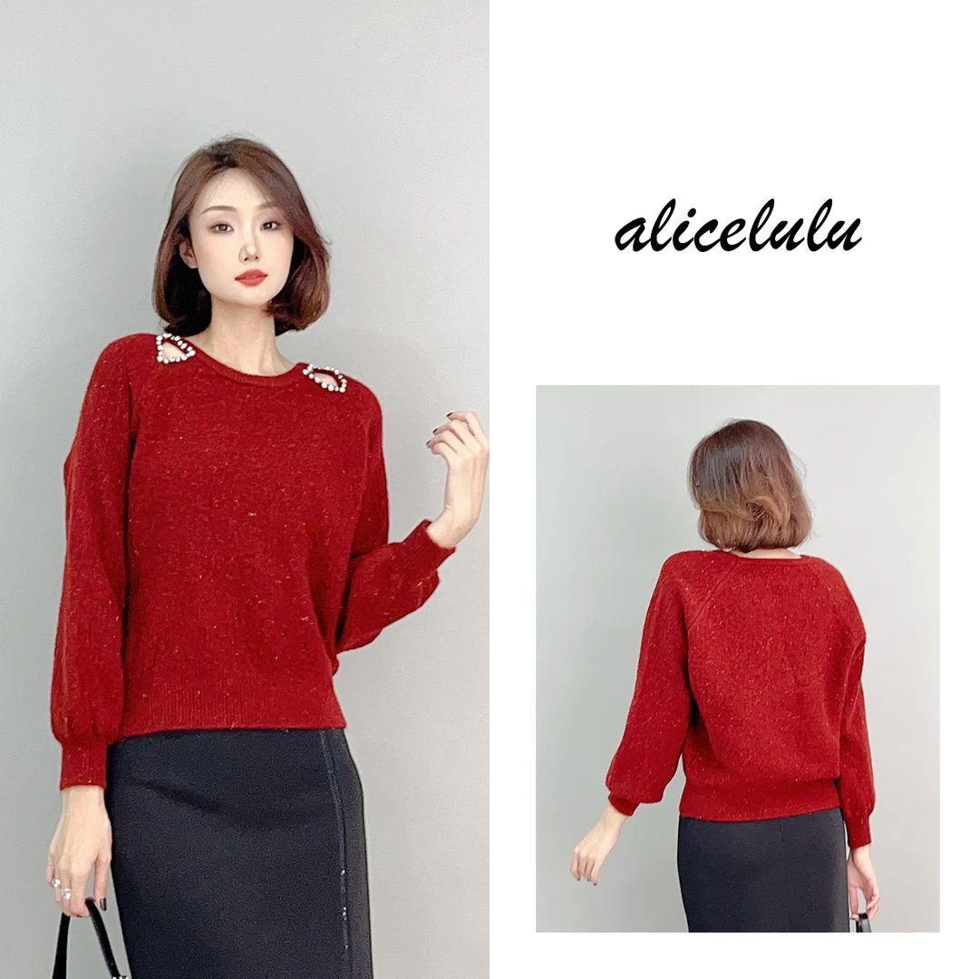 1 ALICE “璀璨入梦”毛衣 时髦钉钻 优雅显瘦 S2141749U