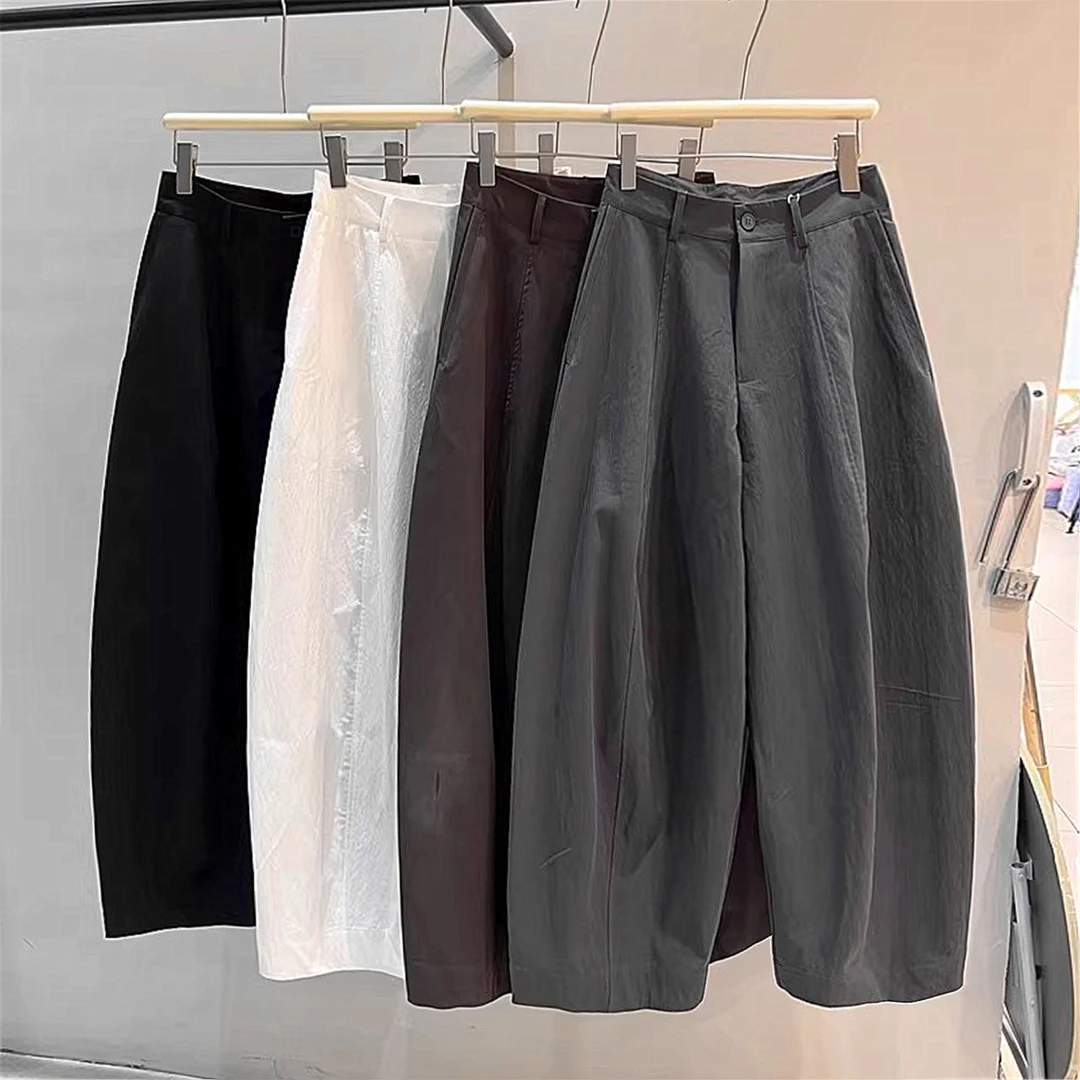 韩国高级感设计阔腿休闲弯刀裤女2025秋新款高腰遮肉阔腿显瘦长裤