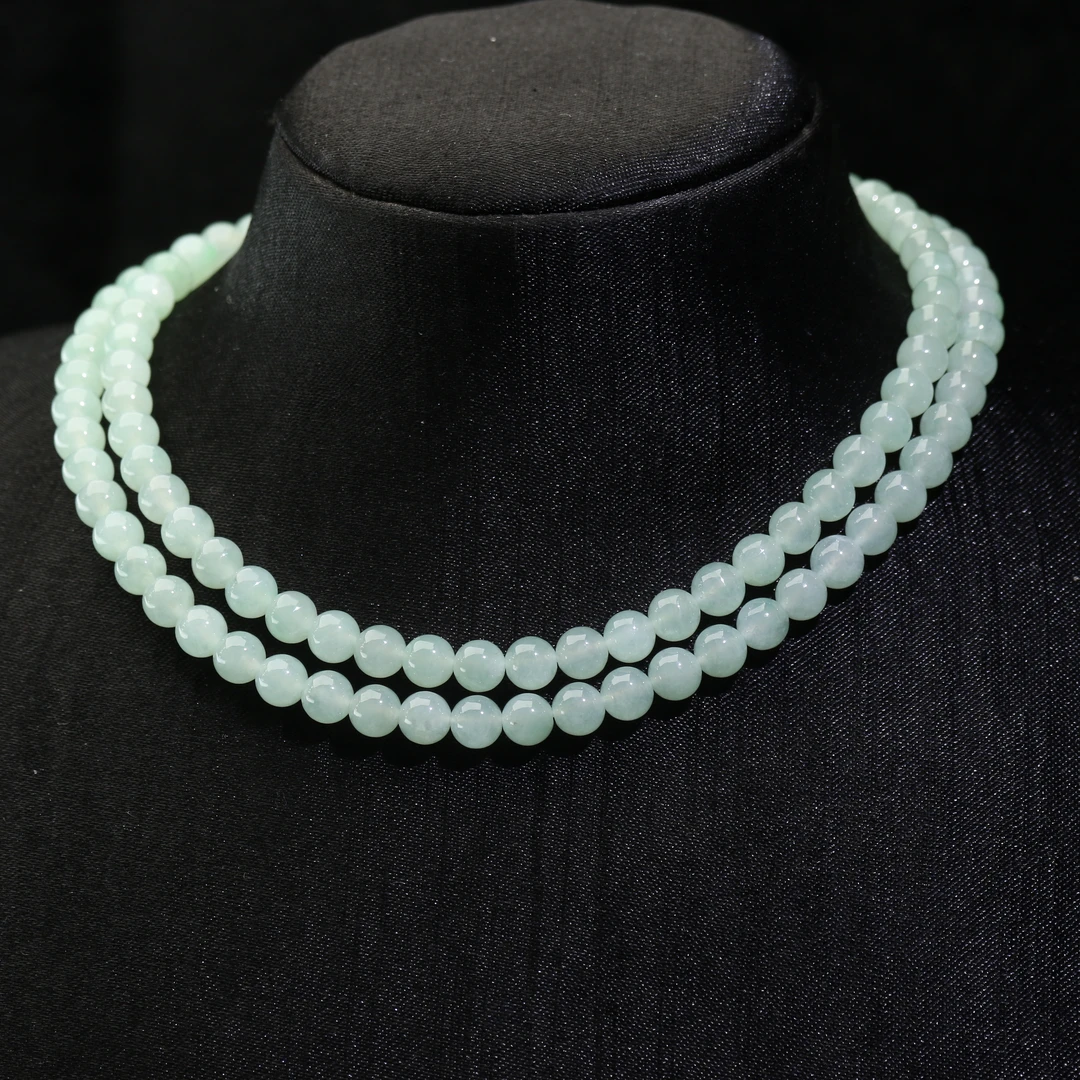 18天然缅甸翡翠A货冰晴水珠链/500560/上海嘉禾拍卖