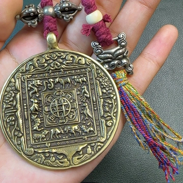 陶***师铜铁合金类藏传工艺品九宫八卦