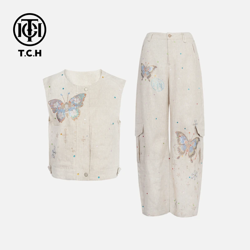 TCH私服烫钻工艺时尚休闲百搭气质舒适套装女T75B07E1040轻奢tch