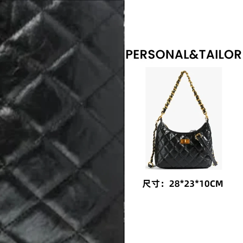 8035黑色小众简约单肩斜挎手提包抽绳中号拼色腋下