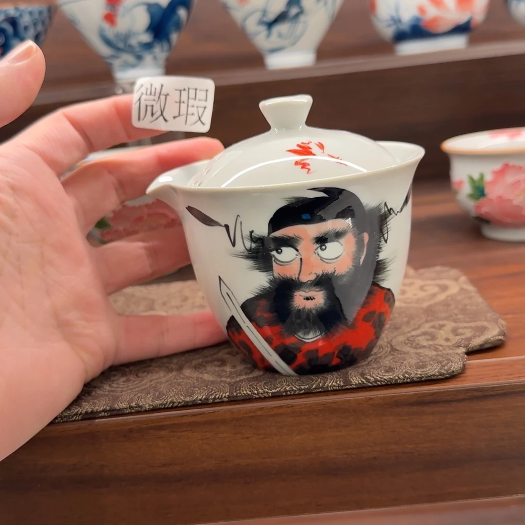 釉下手绘茶具微瑕