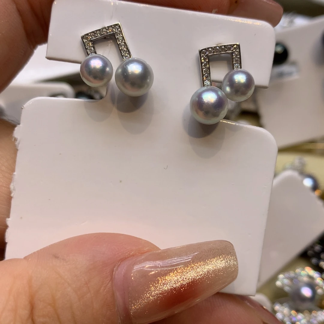 银S925镶嵌耳饰海水珍珠