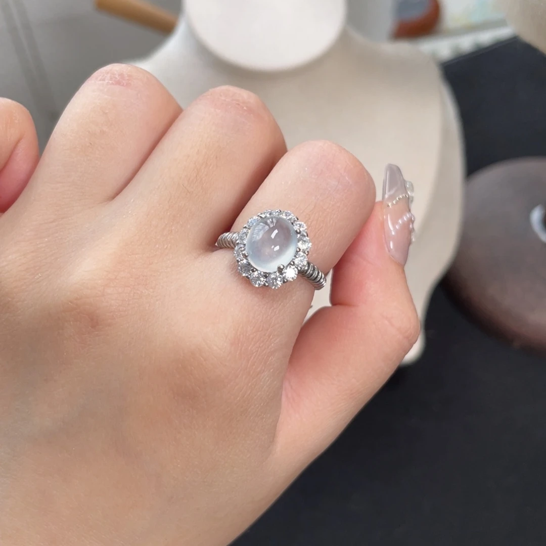 翡翠戒指银S925镶嵌1288