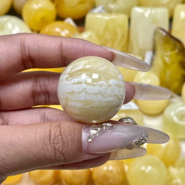 圆珠27.6mm•瓷白妖花虎皮兰蜜珠宝天然原矿琥珀蜜蜡