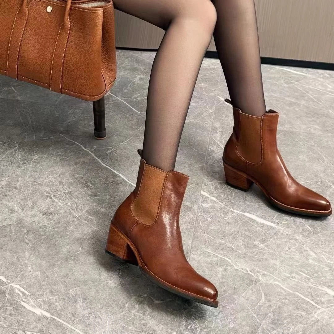 意大利原胚重工水洗马皮短靴