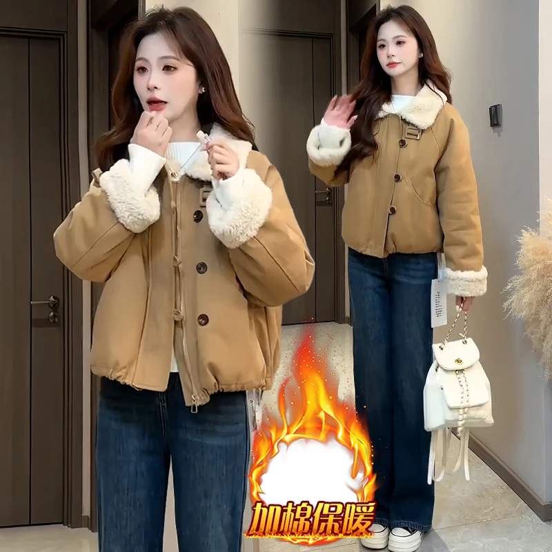 休闲风法式慵懒翻领短外套女2025冬季新款时尚宽松单排扣长袖上衣