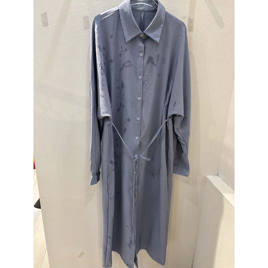 KIKI严选：3939-欧货南油夏季收腰抽绳气质轻奢通勤衬衫连衣裙