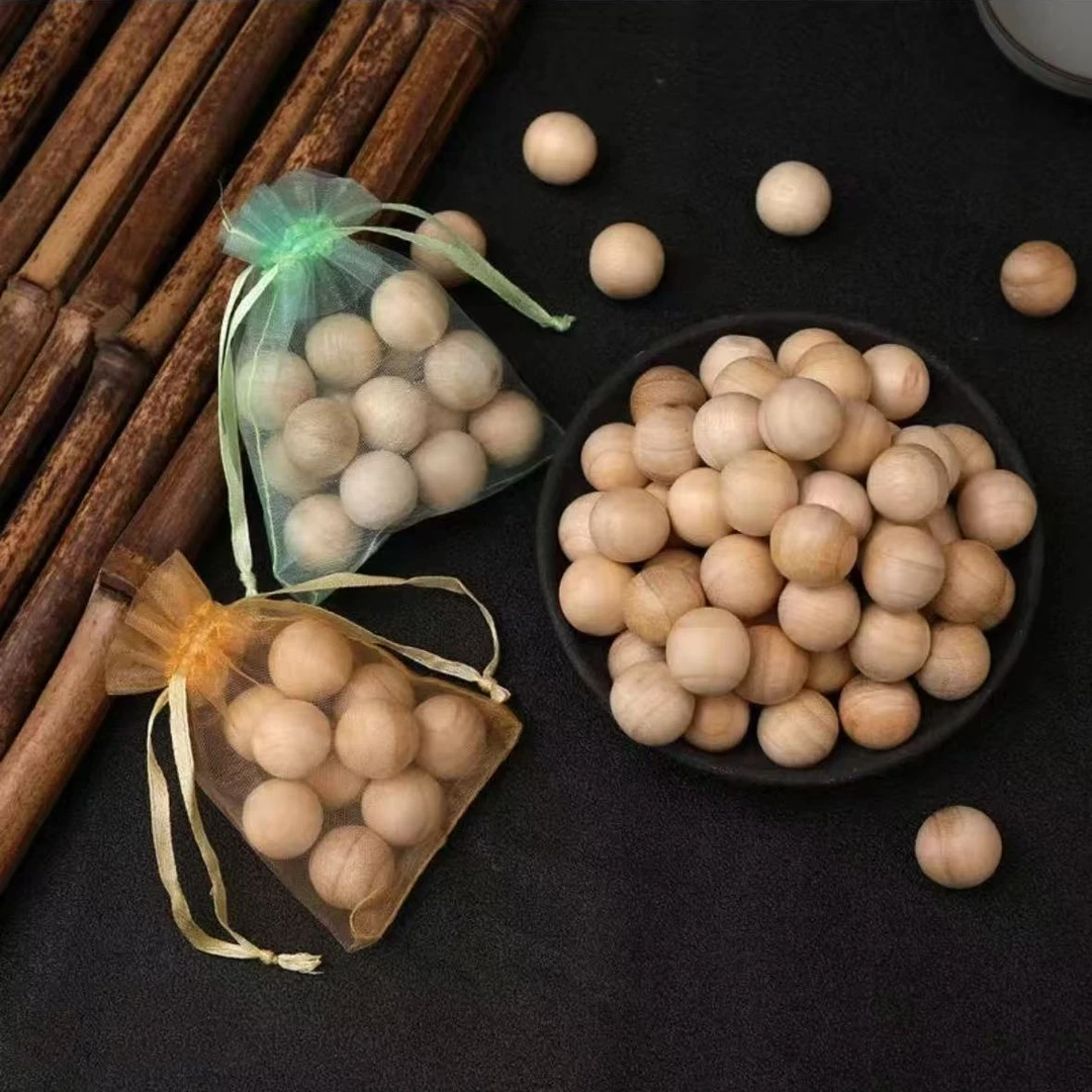 【到手100颗】原木樟木球衣柜防霉防虫防潮除异味 带5个纱袋