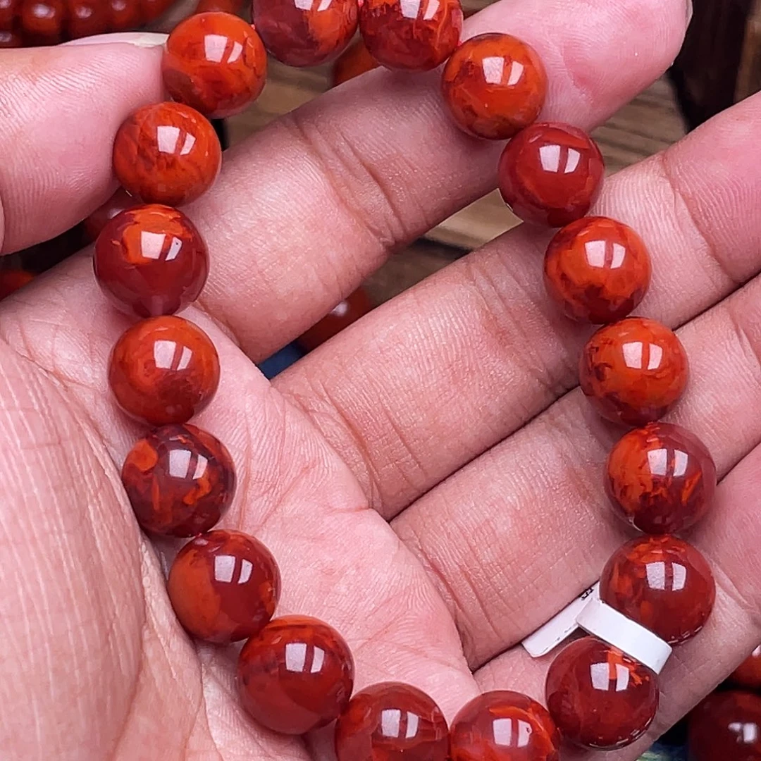 小***海南红玛瑙未镶嵌手链南红瓦西卡11火焰原矿