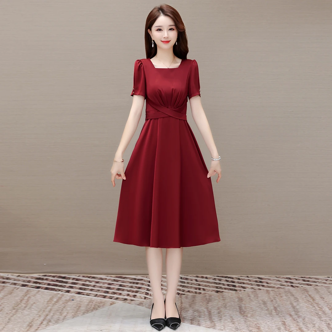 【可蓓儿】红色喜婆婆婚宴连衣裙2025新款夏气质高级感礼服爆款裙子