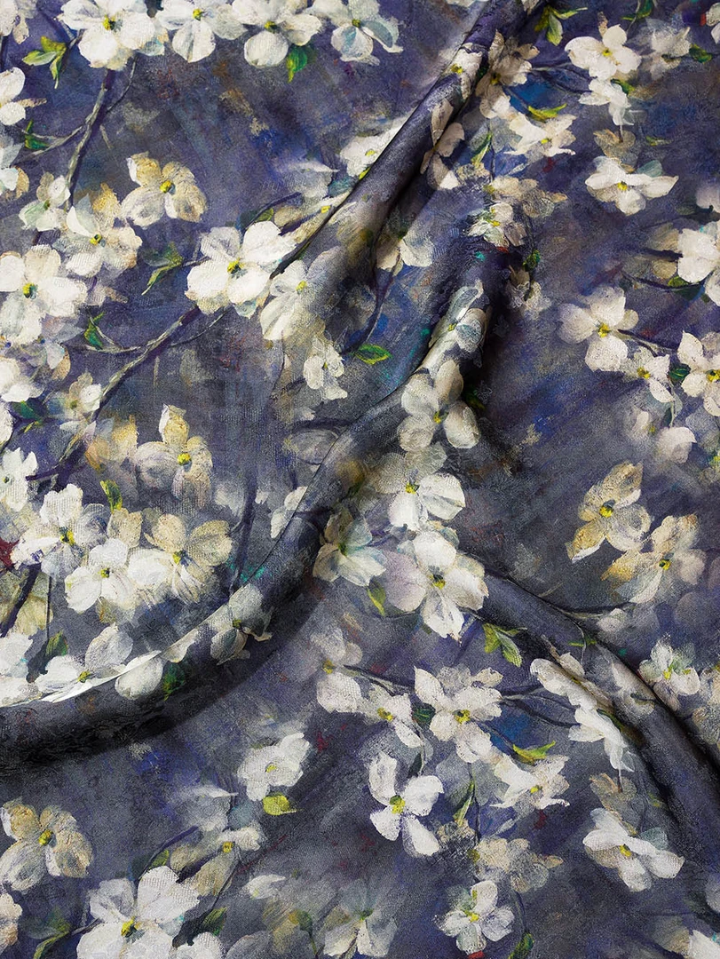 高支印花真丝面料贡缎面料连衣裙旗袍套装布料0013定制裁剪不退换