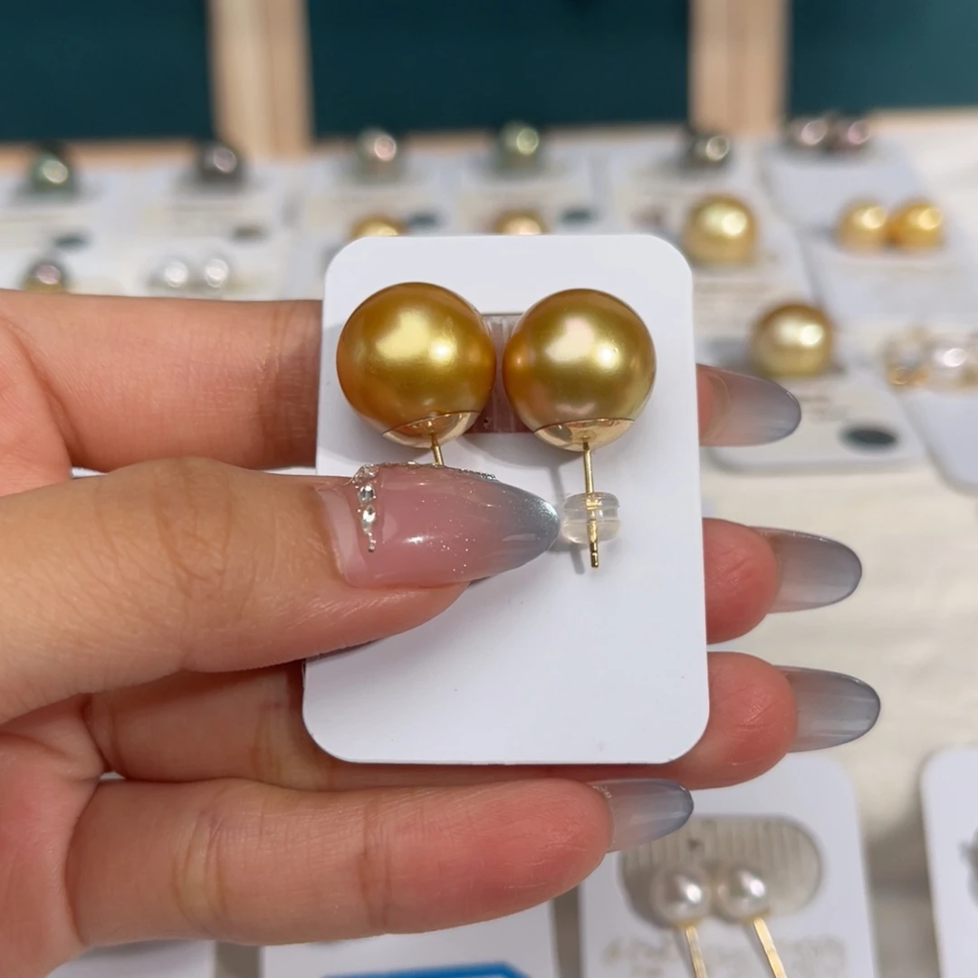 南洋金珠18K金镶嵌海水珍珠14-15mm