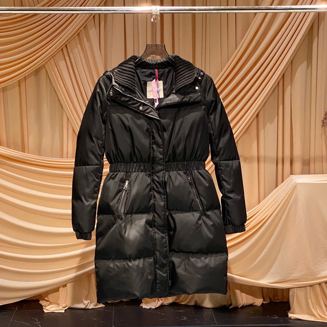 99新 MONCLER Fatsialon黑色徽标logo收腰羽绒服/1码/99新/33697