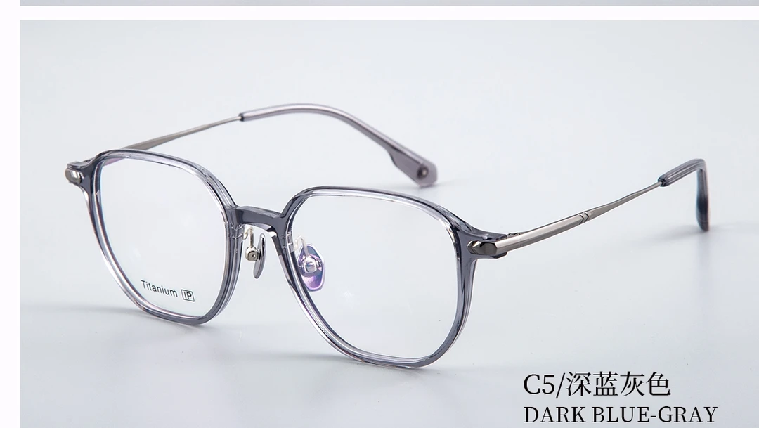 GEANDI旗舰产品纯钛金配胶时尚素颜复古眼镜框眼镜架大框方框灰色