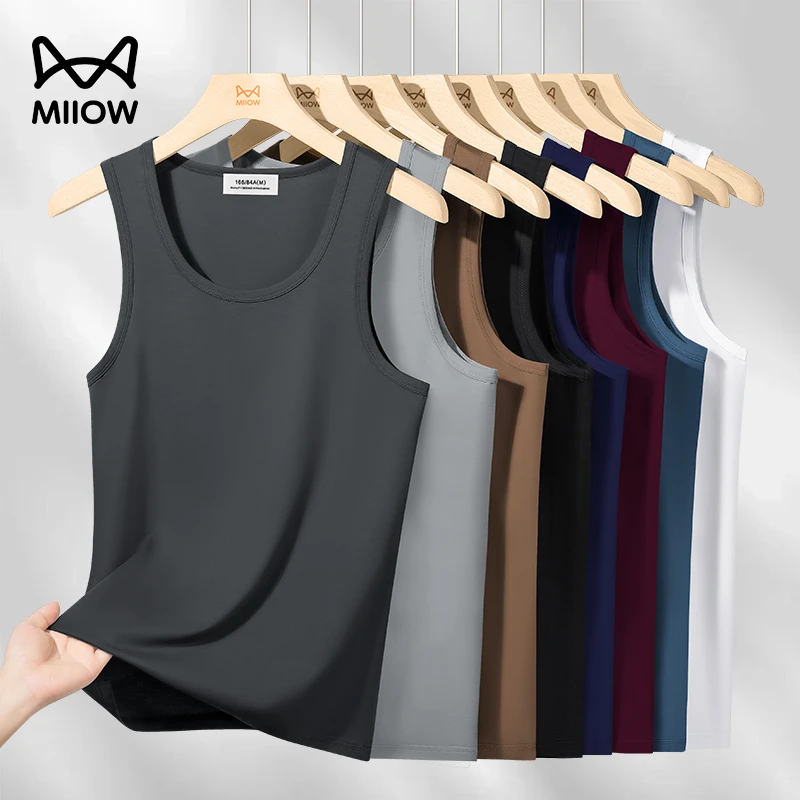 猫人7A级抗菌莫代尔冰丝背心男夏季坎肩运动健身无袖t恤打底汗衫