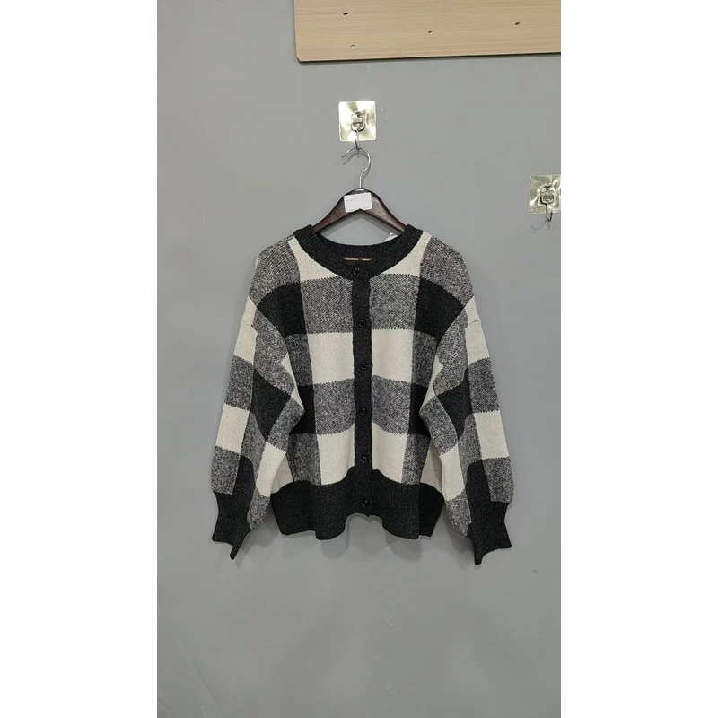 【Montendre】秋季新款 时尚休闲气质百搭格子常规长袖上衣拼色