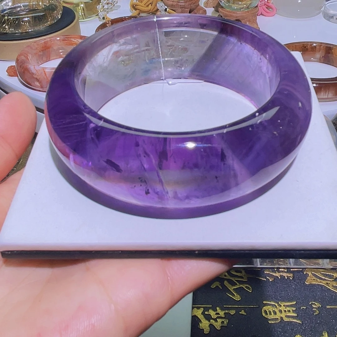 水晶手镯未镶嵌天然紫水晶宽轮胎60圈