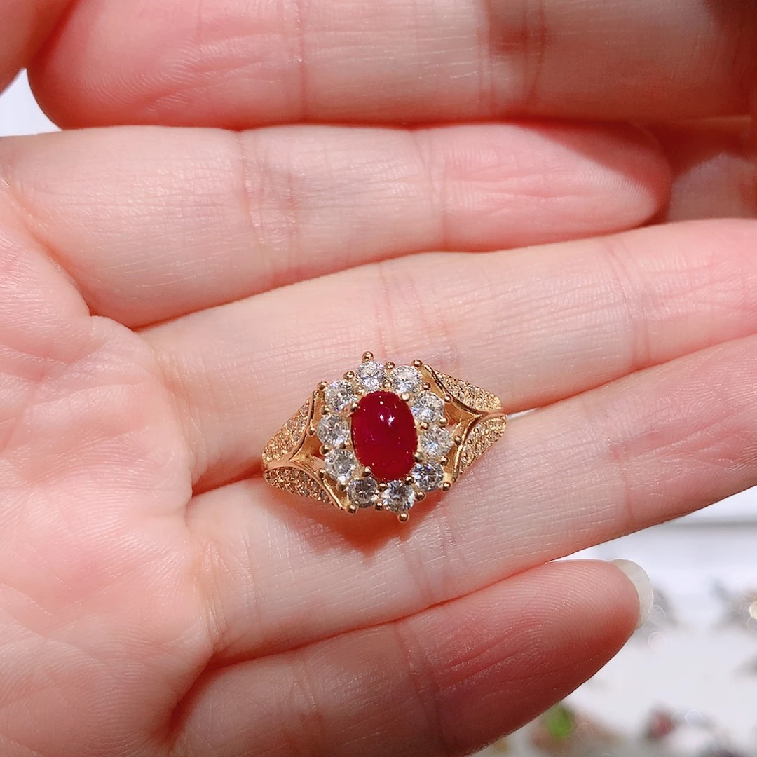 银S925镶嵌戒指红宝石