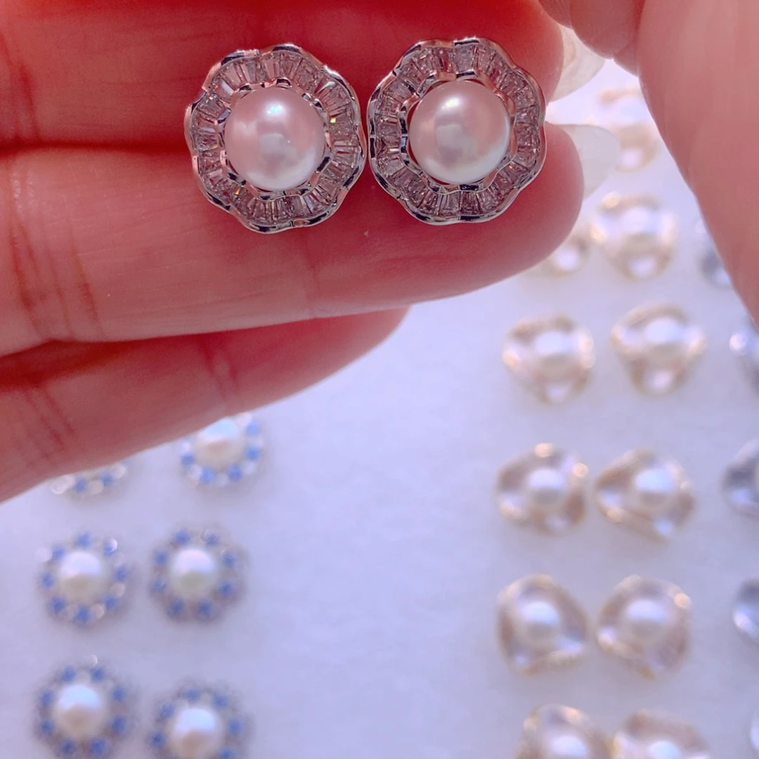 淡水珍珠耳饰合金