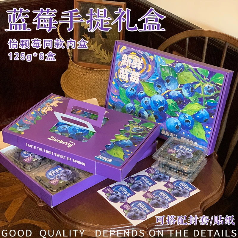 新鲜蓝莓手提礼盒现货高端水果礼品盒空盒创意飞机盒包装盒定制