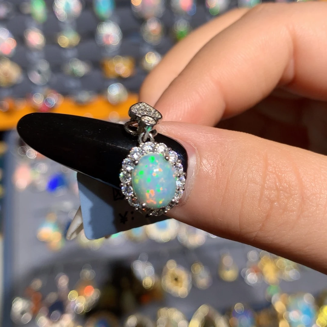 银S925镶嵌欧泊欧泊吊坠t