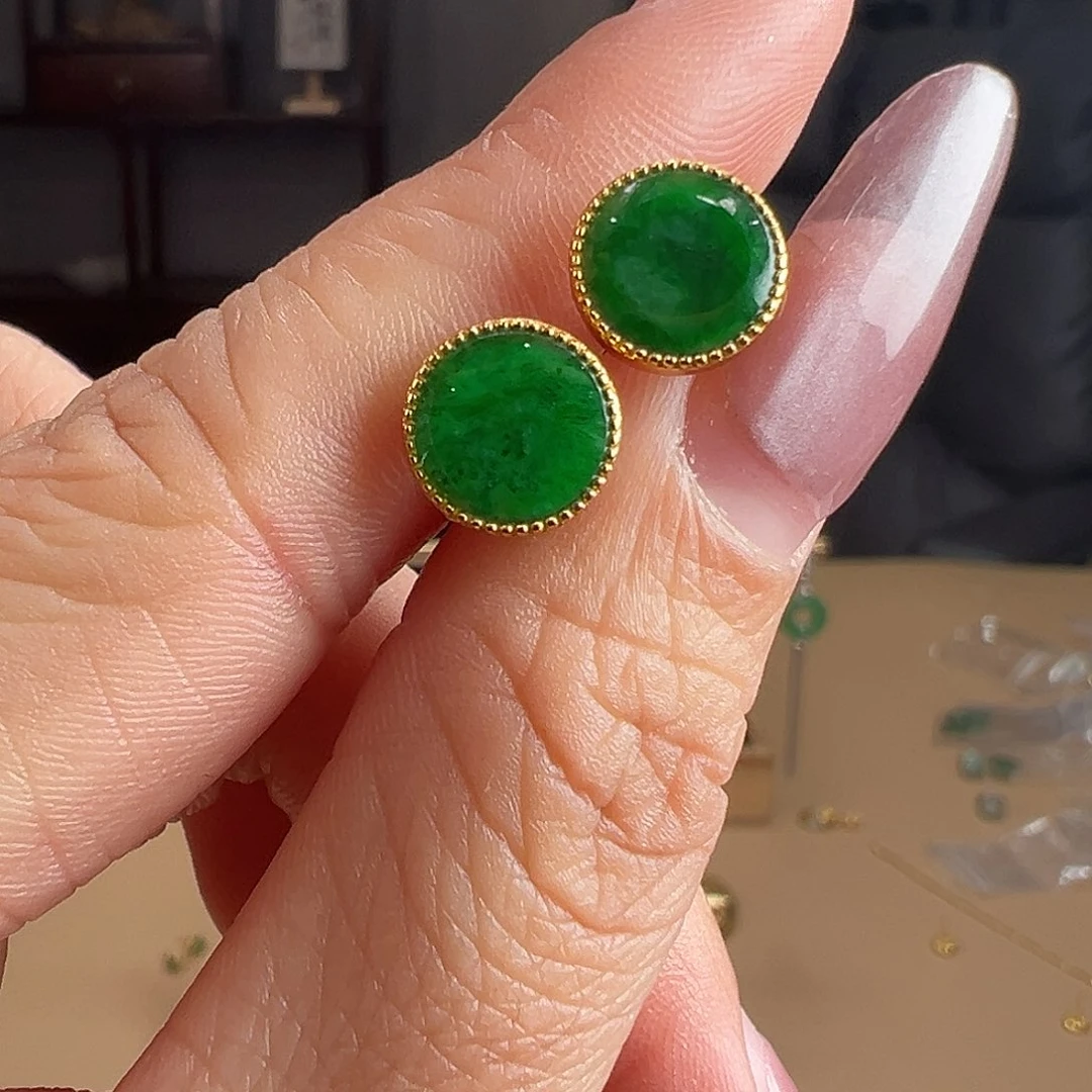 翡翠银S925镶嵌耳饰耳环