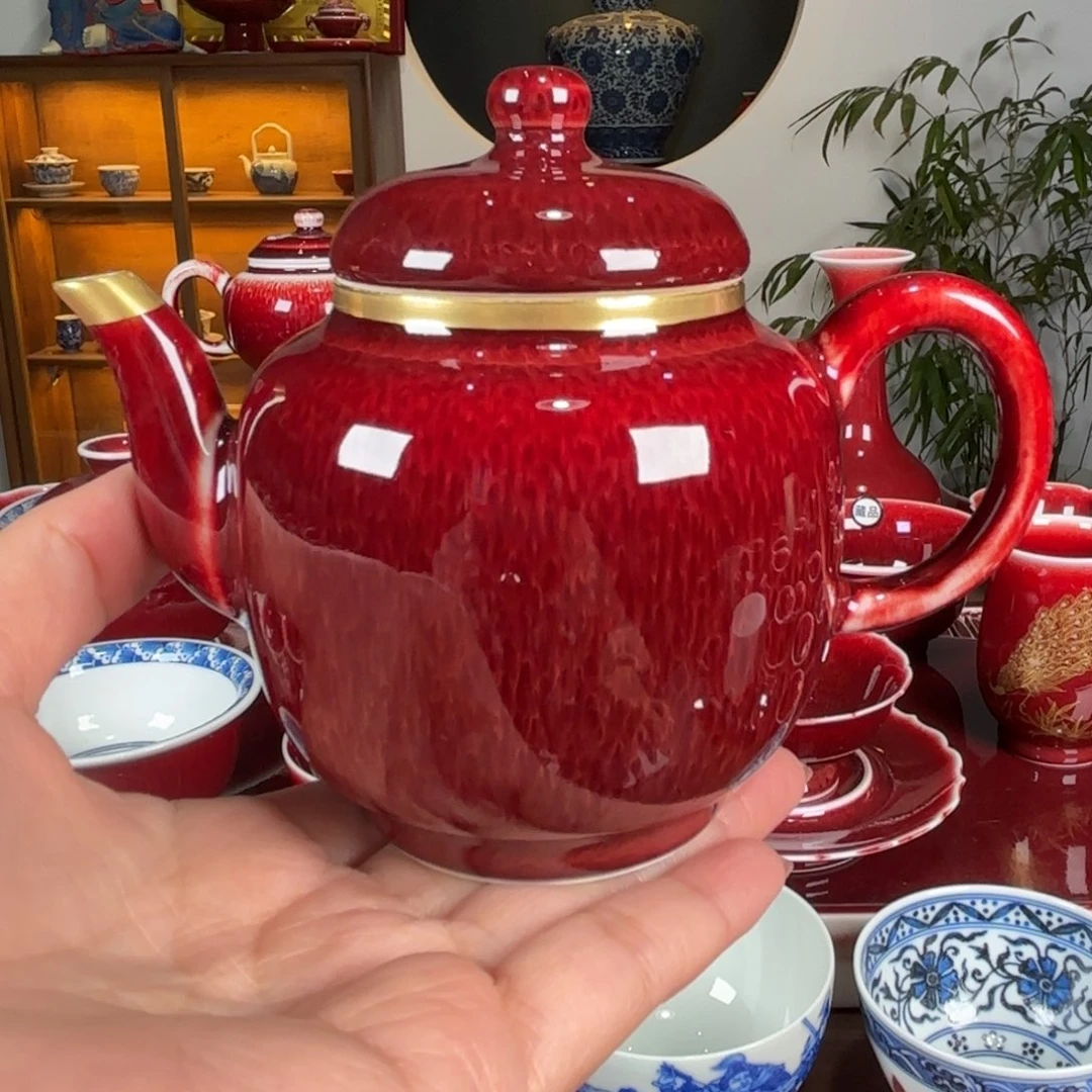 杯闻轩坊原矿郎红 包金宫灯壶220毫升