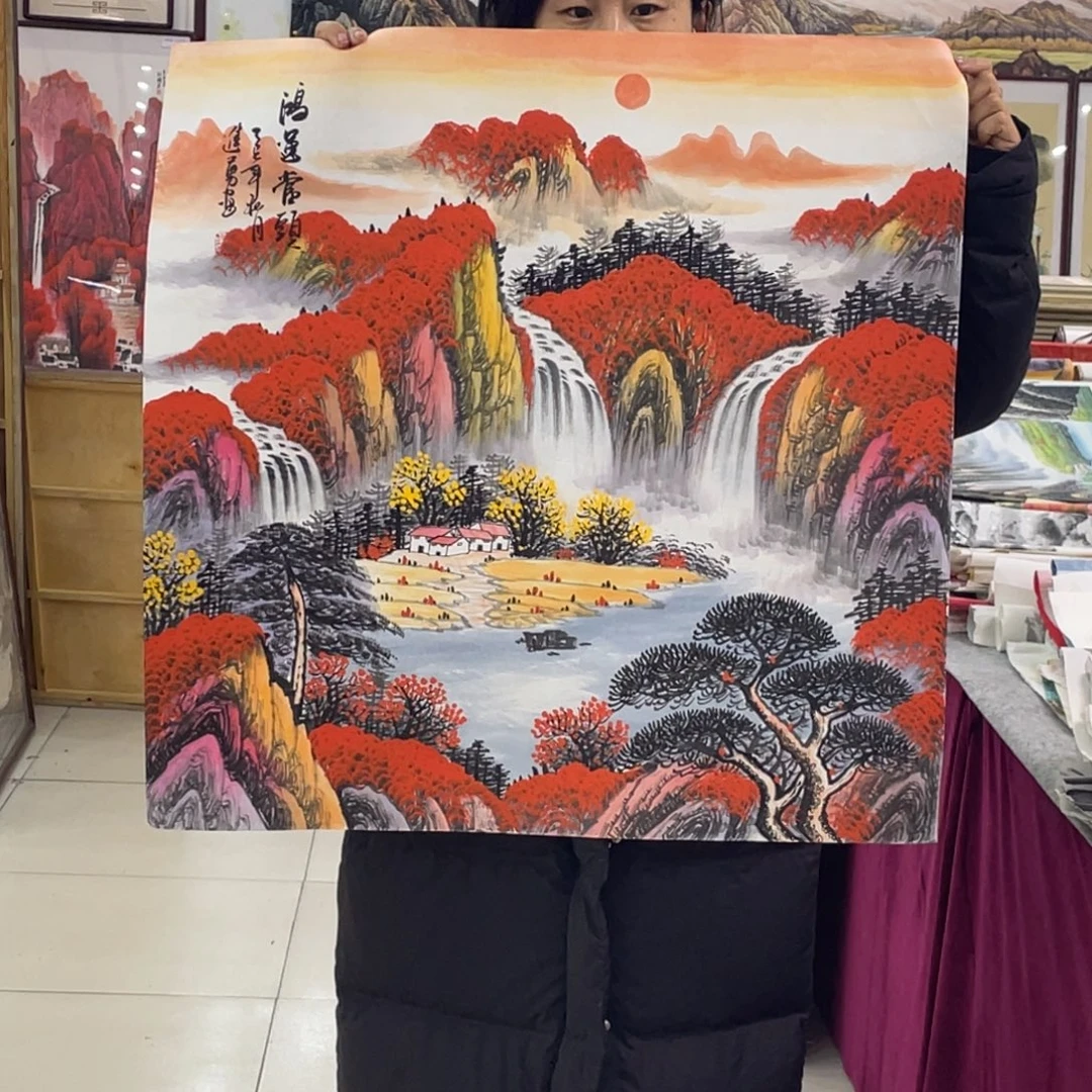 国画纯手绘的花鸟山水