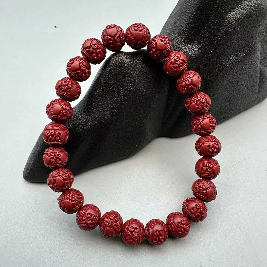 含辰砂工艺品ZA928-紫色雕刻圆珠8mm手串