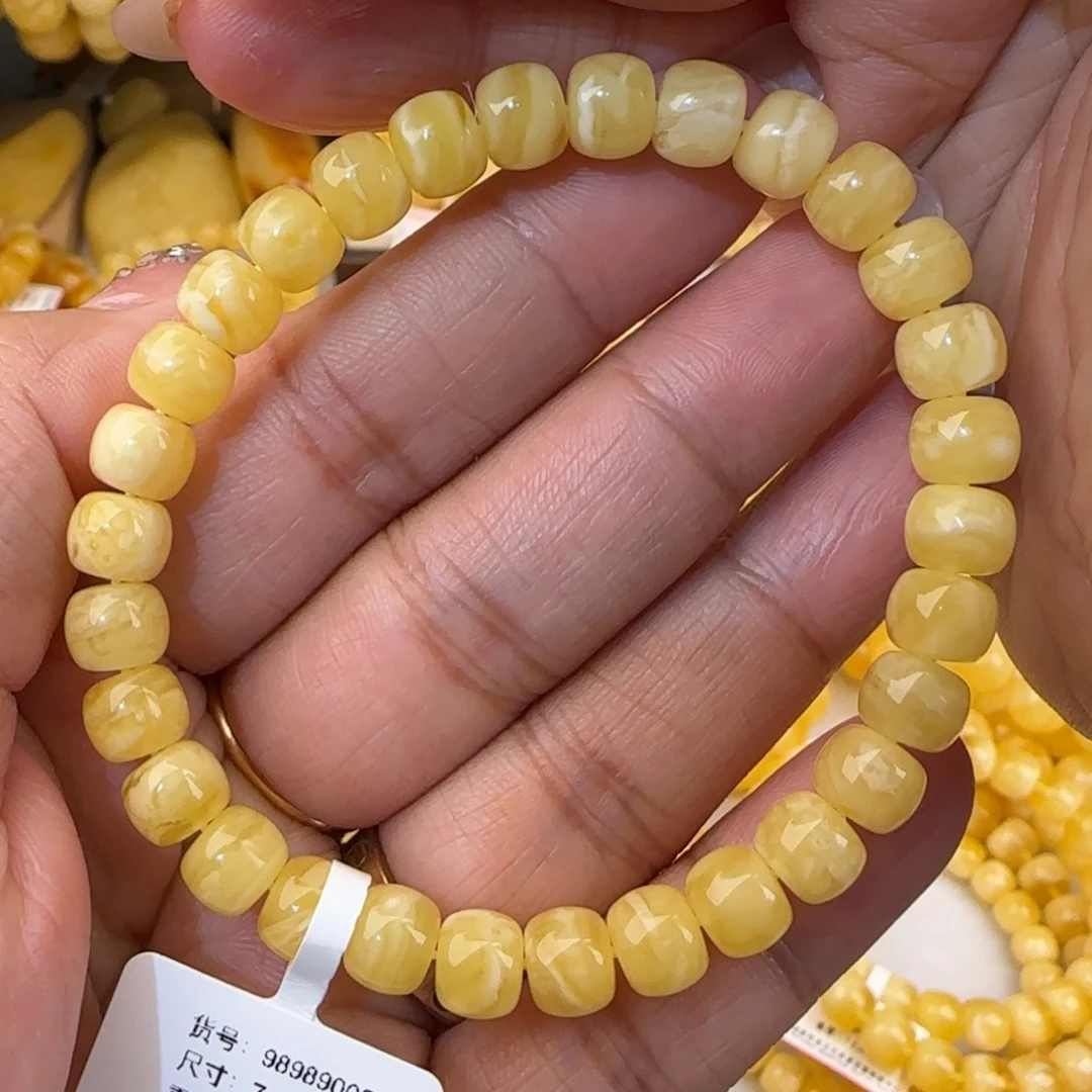 蜜蜡未镶嵌手链虎皮妖花老型手串