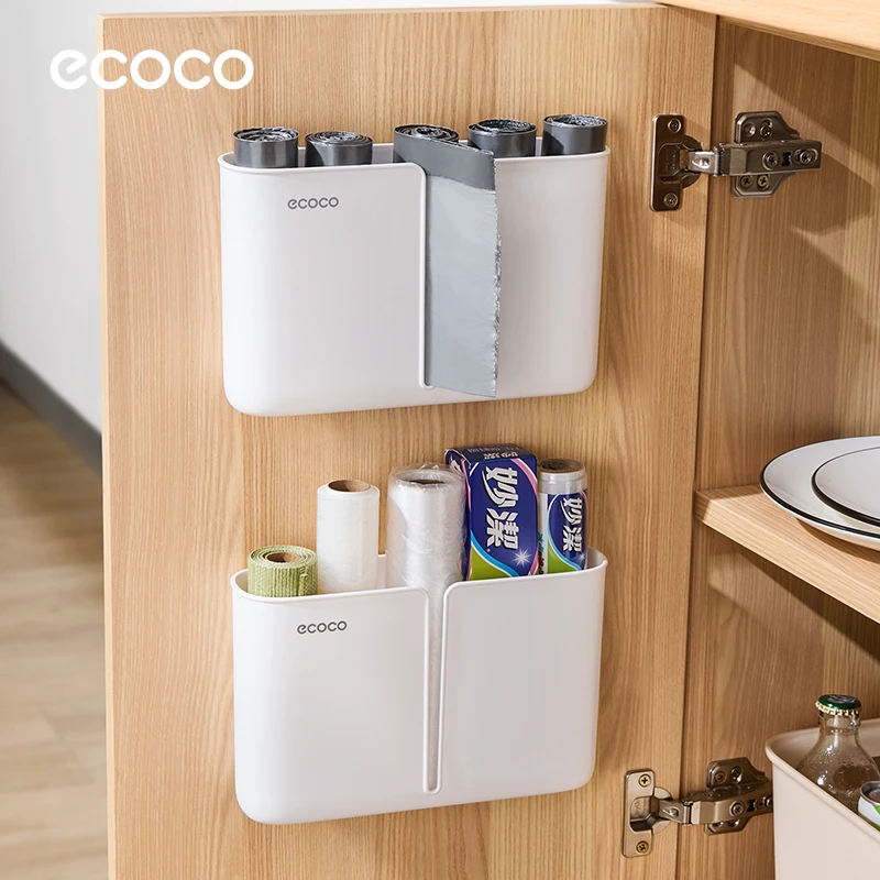 垃圾袋收纳神器厨房壁挂式免打孔大容量塑料袋抽取盒垃圾袋收纳架
