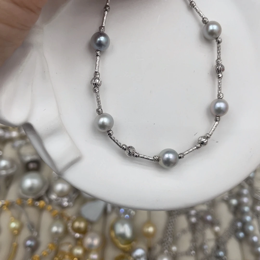 银S925镶嵌海水珍珠手绳