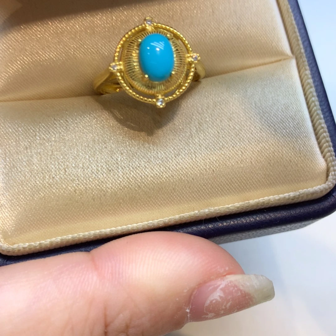 银S925镶嵌绿松石戒指