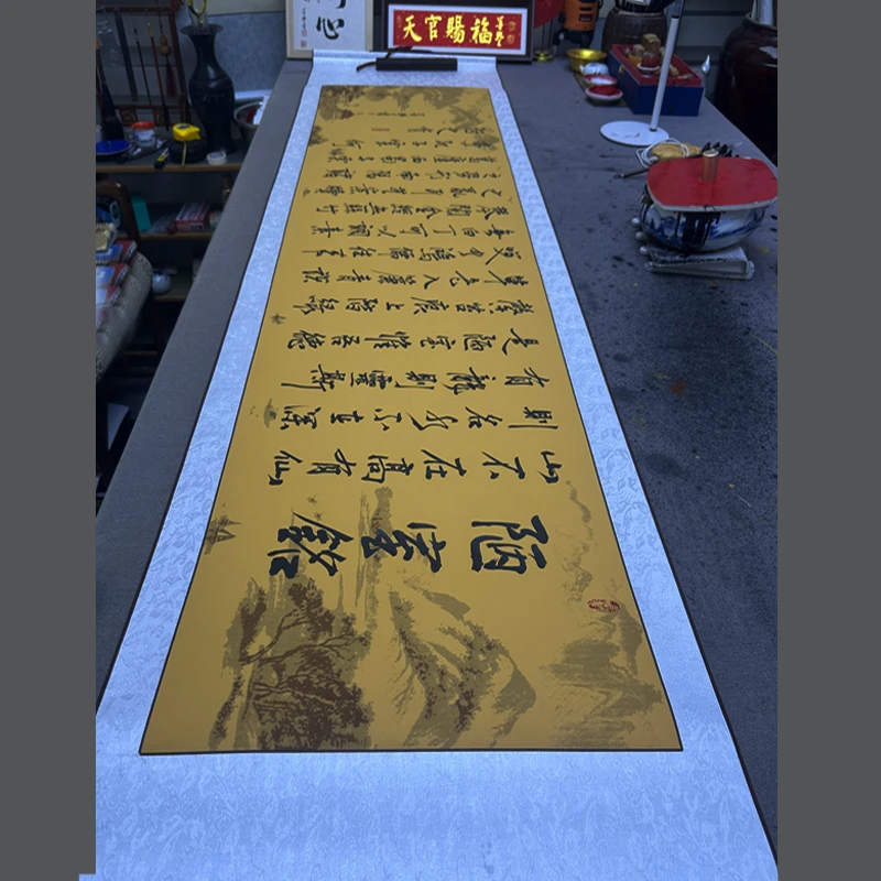 陋室铭，定风波等 手写书法作品定制，软裱卷轴，215X55厘米