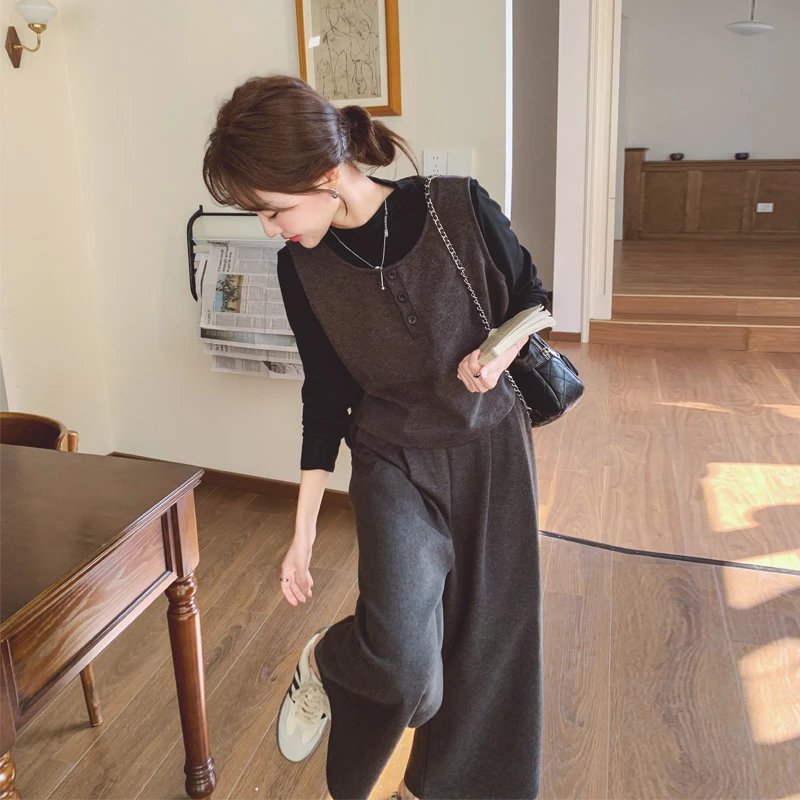 懒人穿搭套装裤女2025春秋新款韩系松弛感慵懒风遮肉显瘦三件套潮