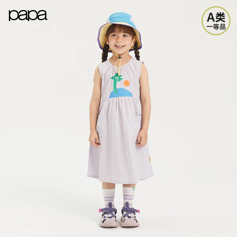 【商场同款】papa爬爬夏儿童连衣裙户外工装风女童无袖背心裙可爱