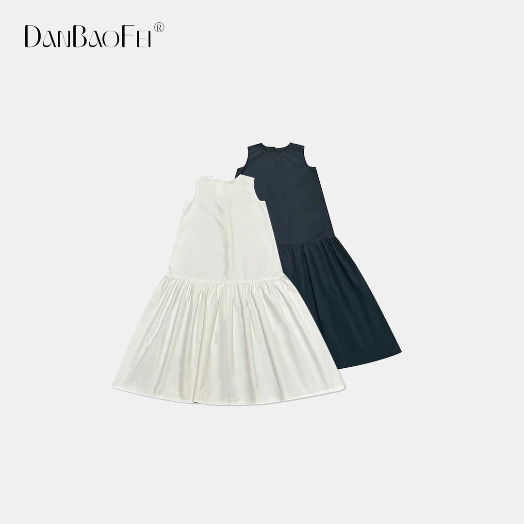 [KK] 背心鱼尾裙 纯色背心鱼尾裙极简高级感圆领连衣裙 YLM00827