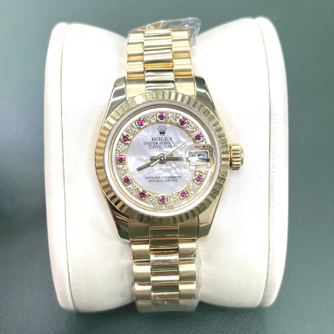 99新 Rolex/劳力士 奢侈品/日志179178贝母盘红宝石26mm原钻单表