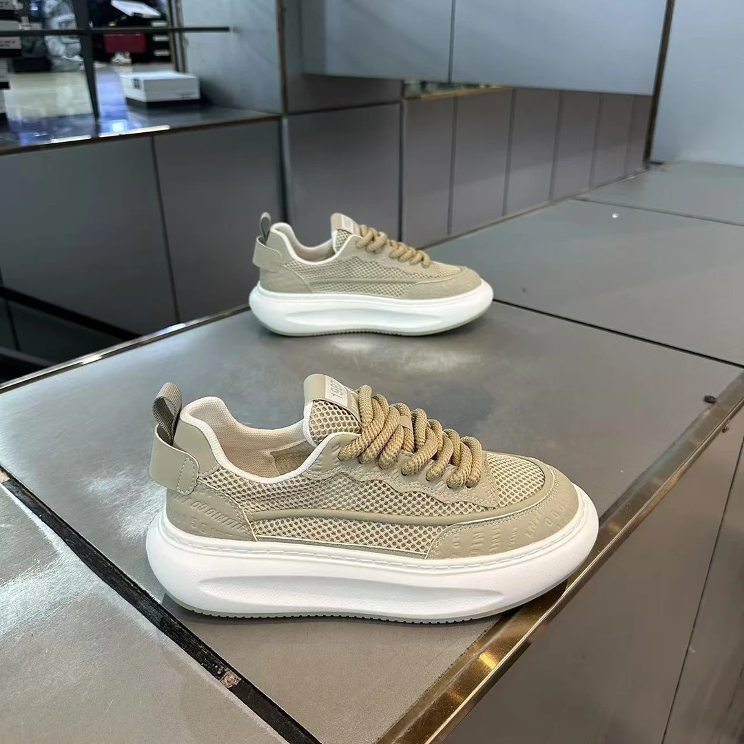 夏季网面透气新款男士百搭时尚阿甘鞋轻便软底厚底舒适运动休闲鞋