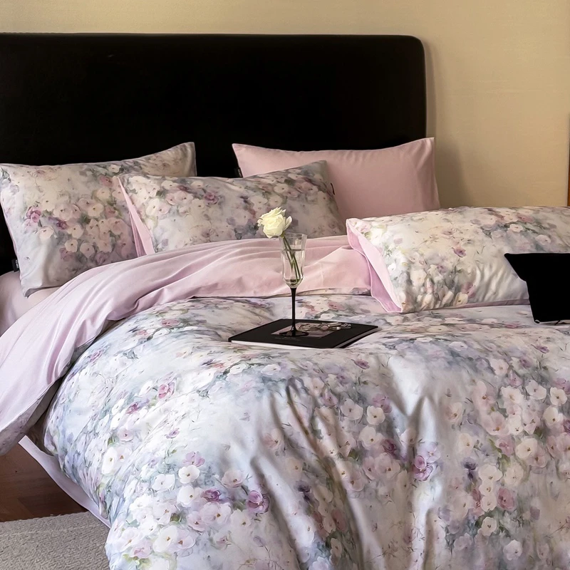 441  床上四件套全棉沐白蓝印花