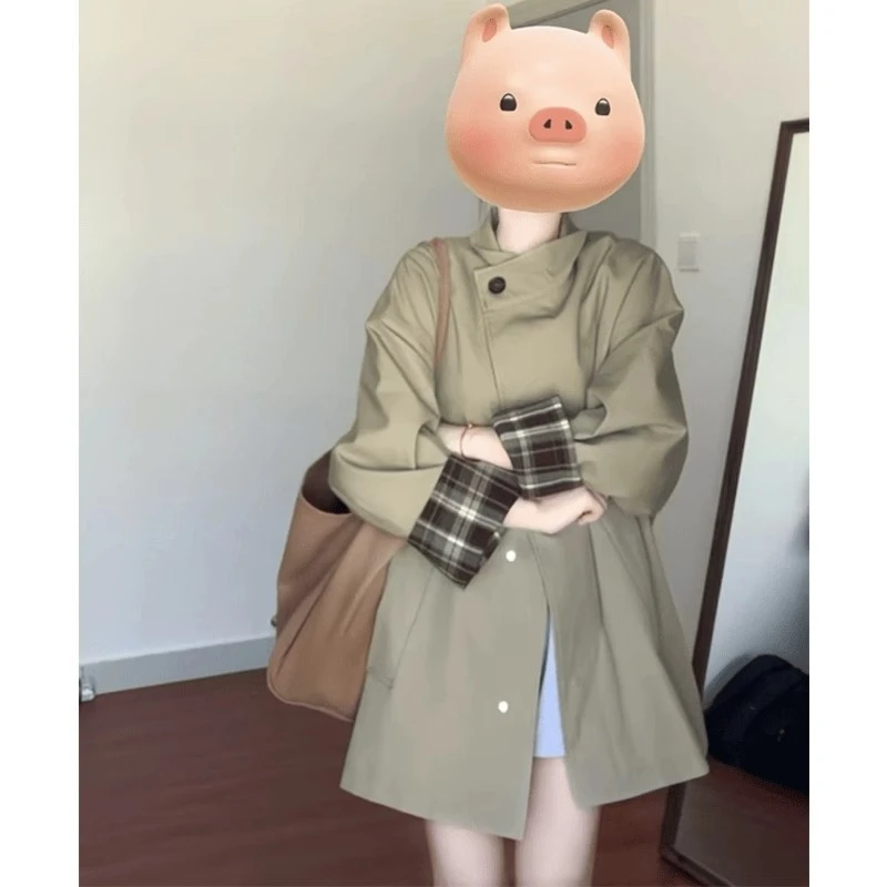 【A51】高级感经典撞色风衣女春秋宽松显瘦英伦风工装休闲显瘦外套