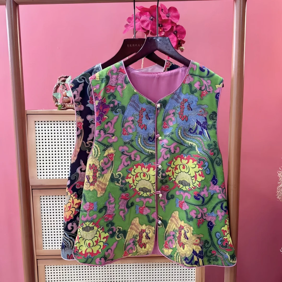 【淮晚】新中式春季新款撞色拼接时尚百搭马甲女