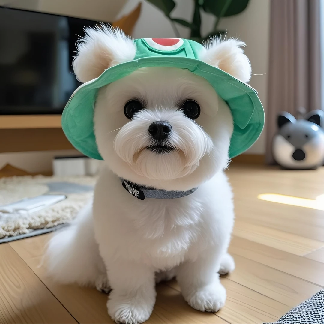 狗狗帽子可爱露耳朵猫咪夏季防晒帽太阳帽泰迪比熊柯基小狗渔夫帽