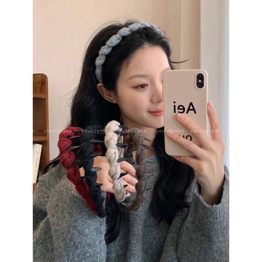 复古毛线缠绕带齿发箍女2025新款高级感洋气时尚头箍日常外戴发饰